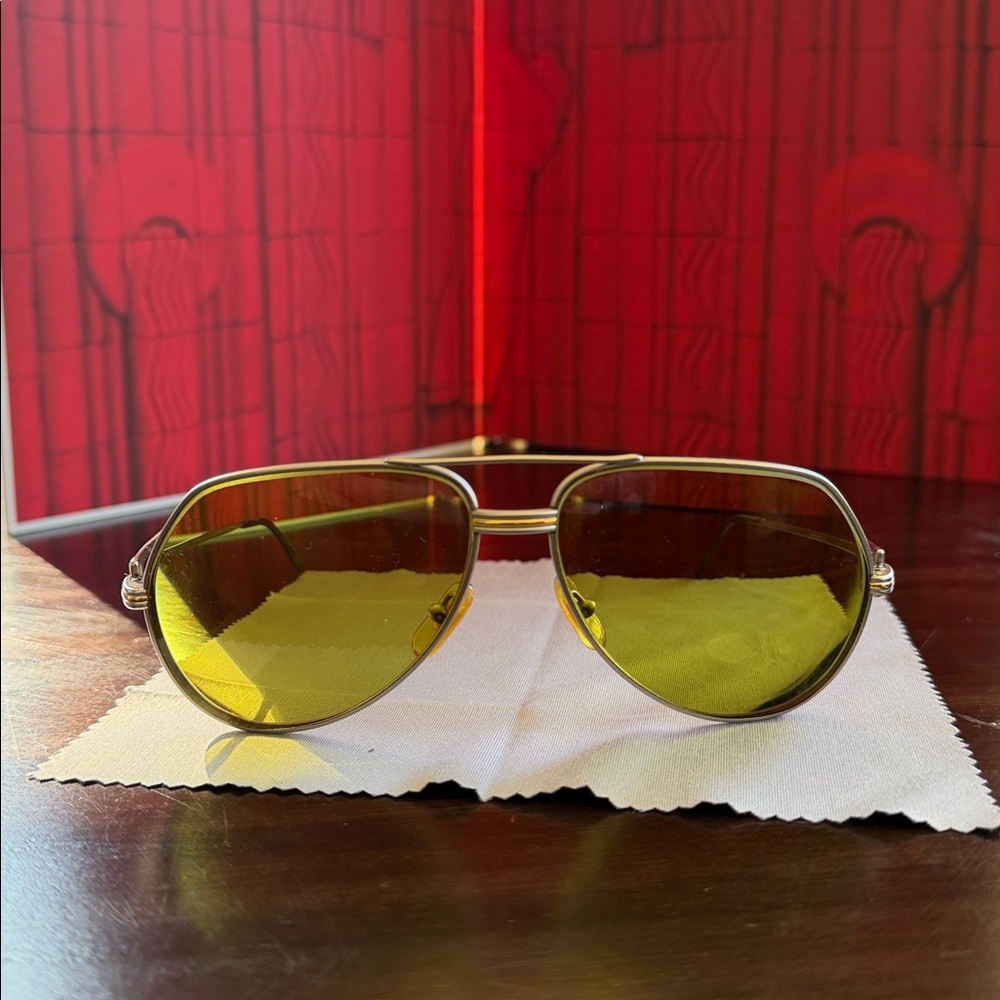 Vintage Cartier Vendôme Louis Aviator Sunglasses 62-14 |Gold silver | 80s 90s